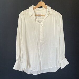 Chico's Womens White Modal Button Cuff Blouse Size US 8/10 business casual top
